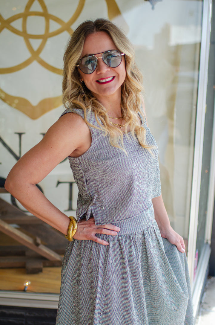 Whisk Me Away Black Gingham Sleeveless Top