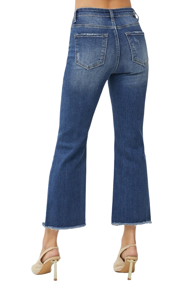 Risen High Rise Dark Crop Straight Jeans