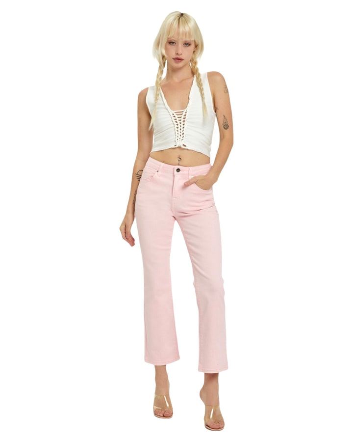 Risen High Rise Straight Crop Leg Pant in Soft Pink