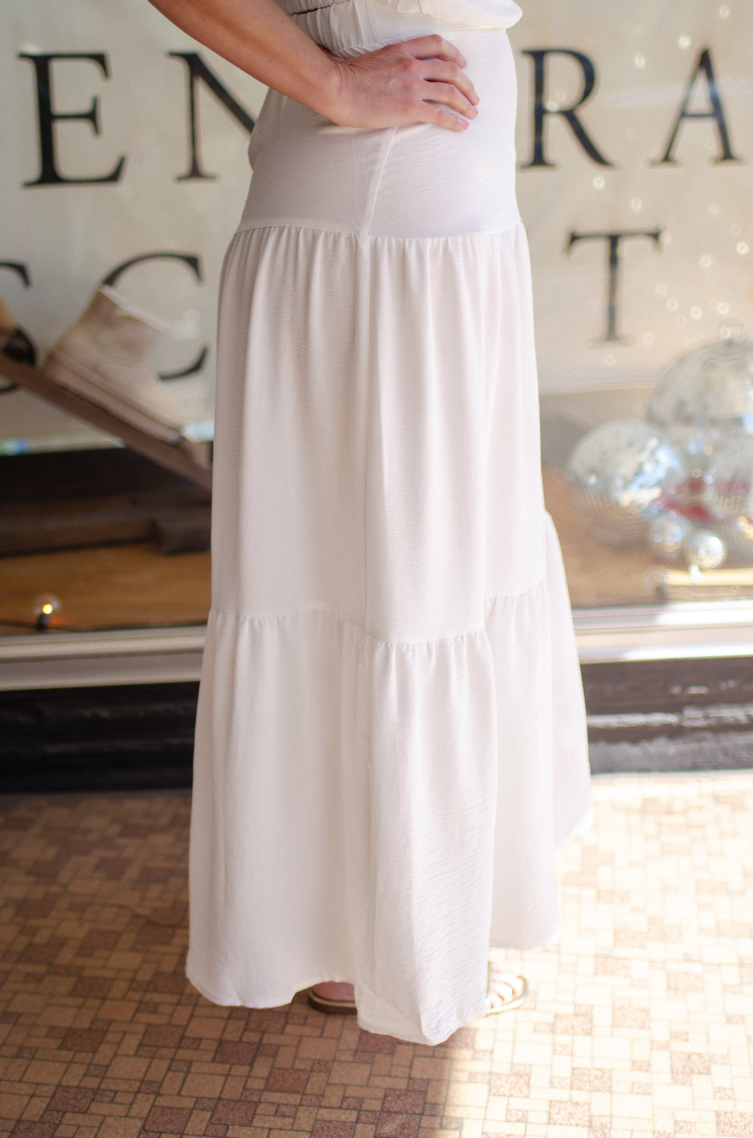 Boho Chic Tiered Maxi Skirt in White