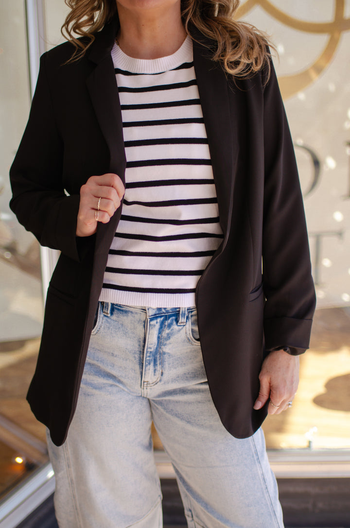 Take It Up A Notch Girlfriend Style Blazer in Black