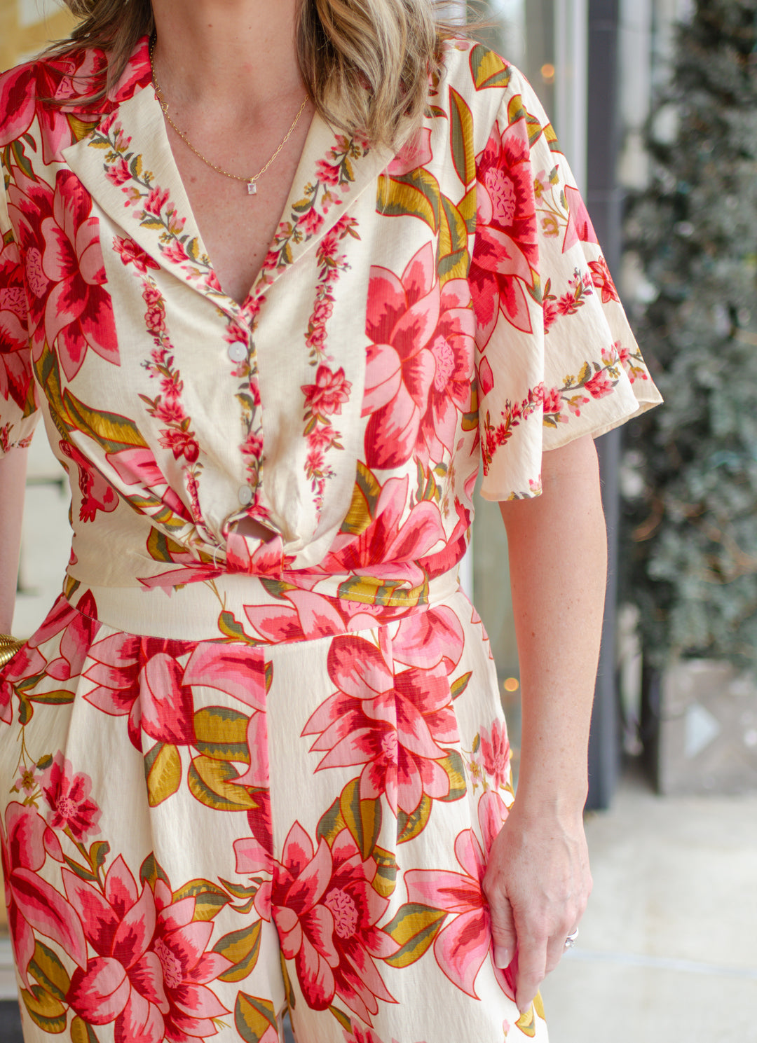 Maui Baby Floral Print Collared Button Down Top