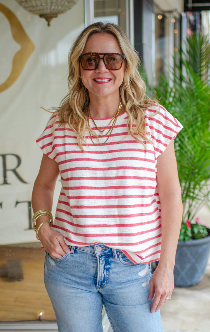 Perfect Striped Tee in Red