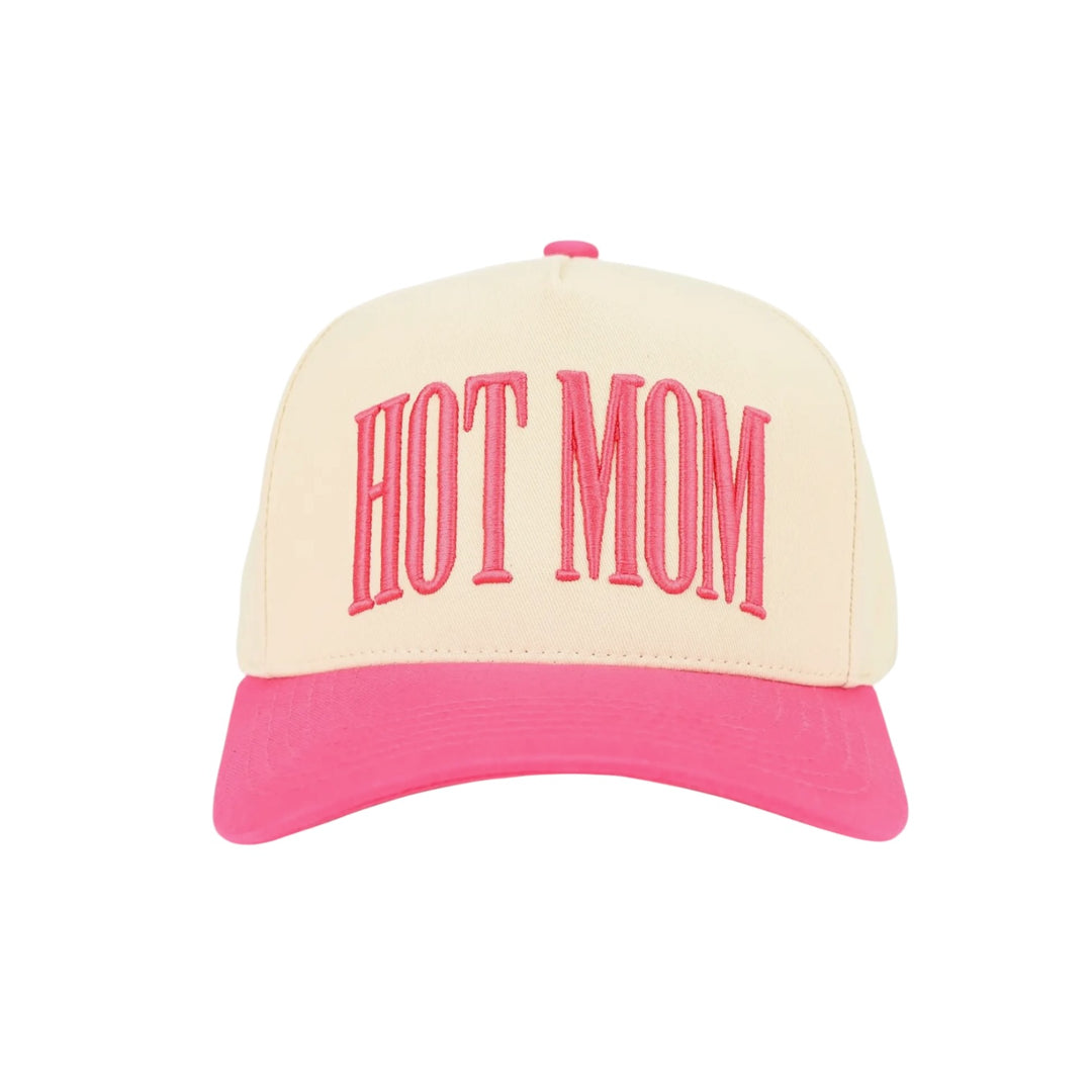 Hot Mom Embroidered Hat in Hot Pink