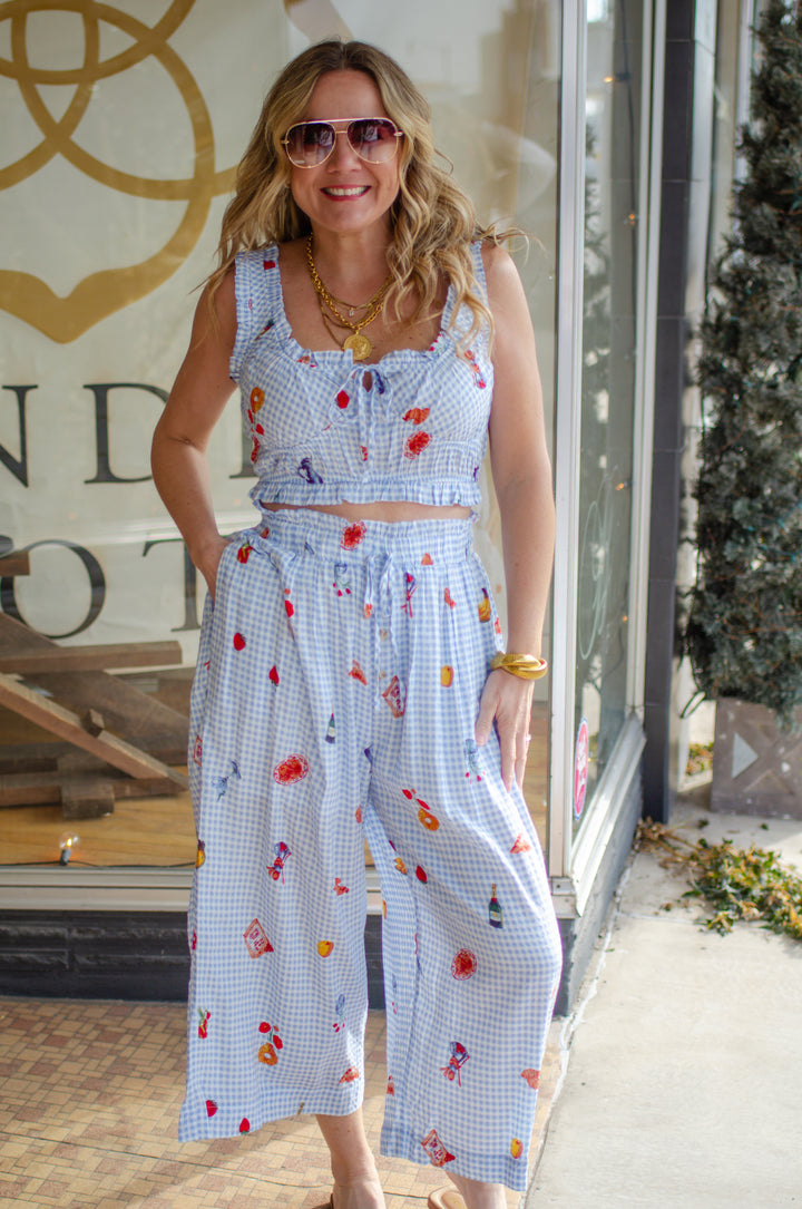 Picnic In The Park Printed Gingham Tank Top