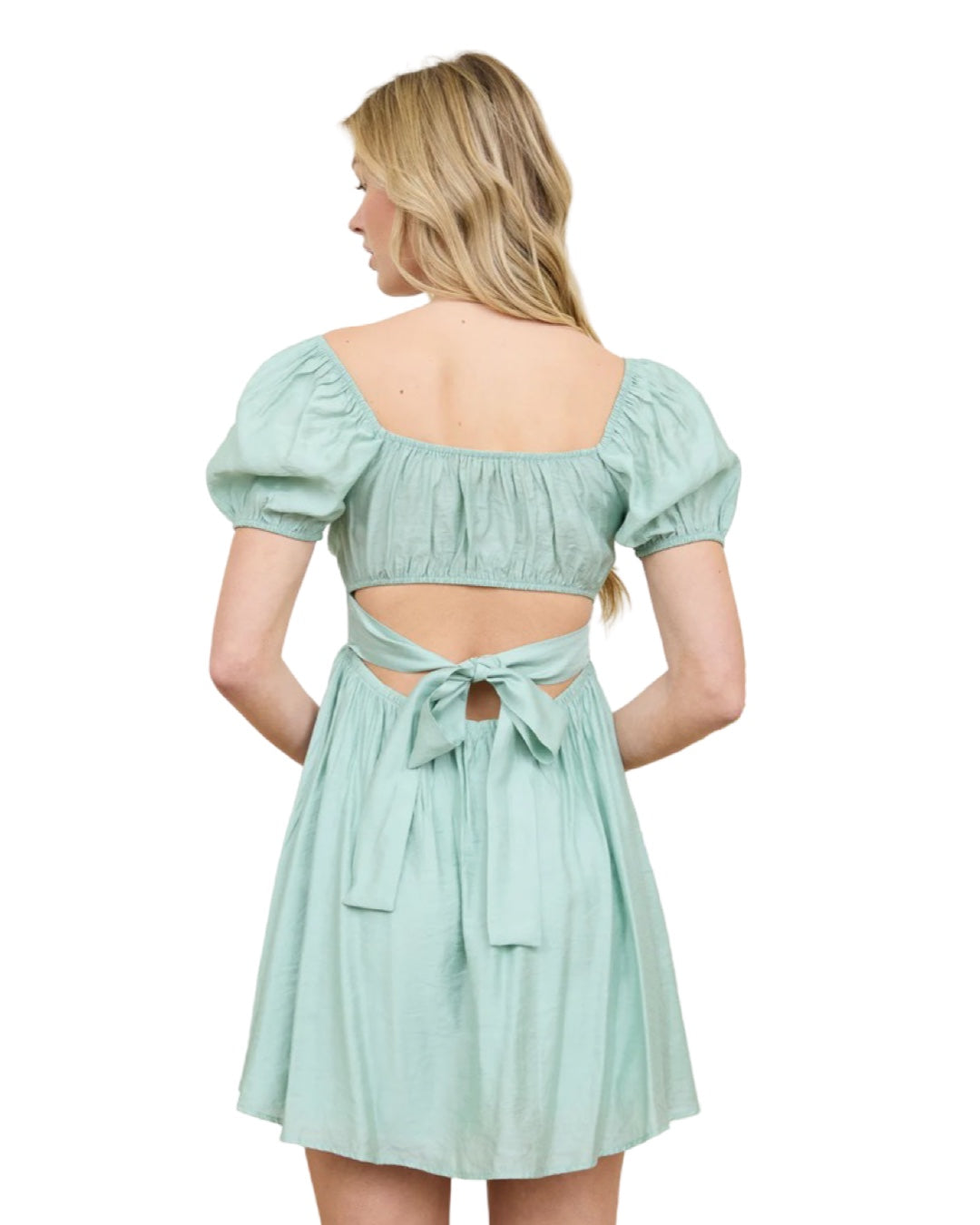 Spring Moments Corset Top Tie Back Dress in Mint