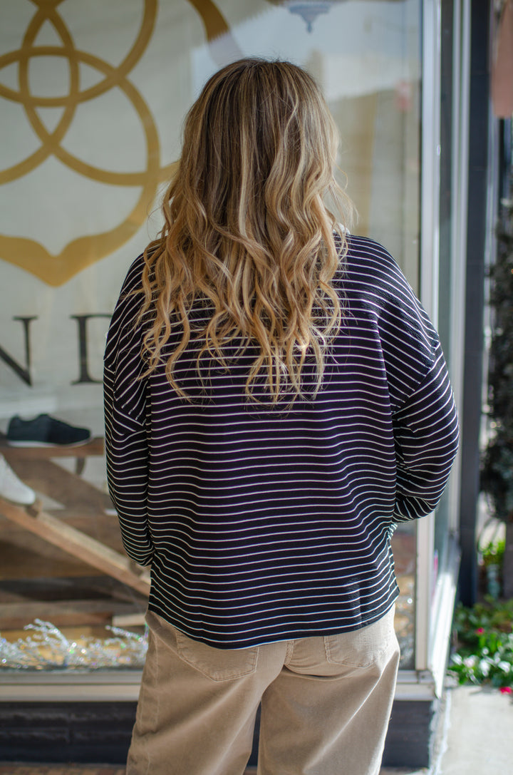 Make Your Day Black Stripe Rugby Shirt