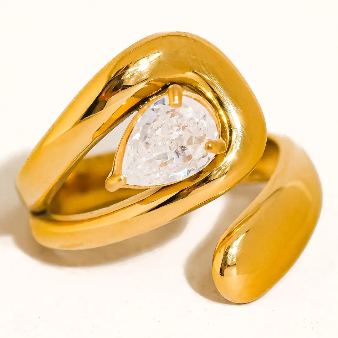 Luxe 18K Non-Tarnish Wrap CZ Ring sz7