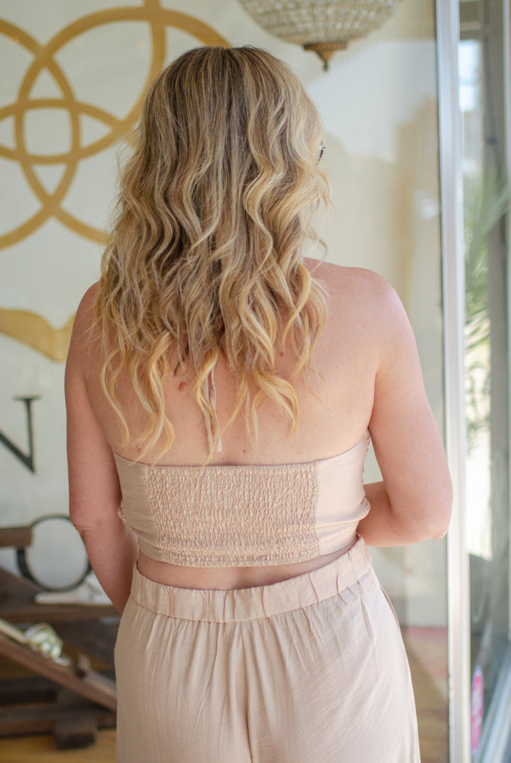 Make Your Move Crochet Halter Bubble Top in Natural