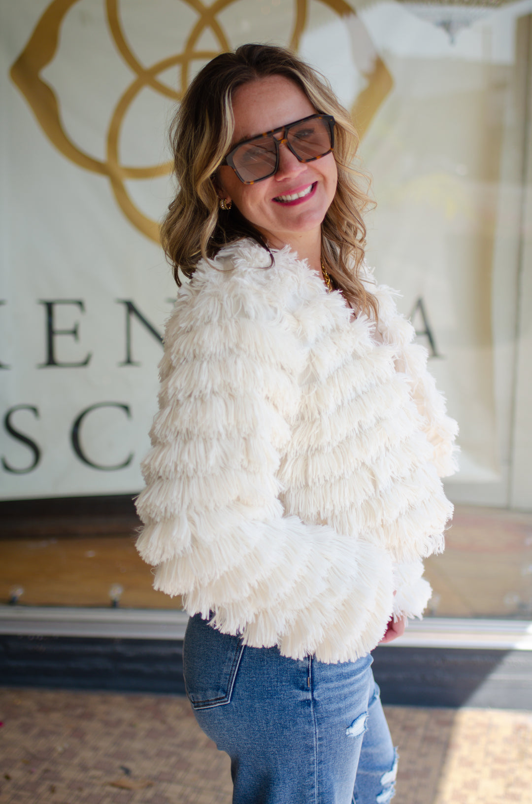 Almost Famous Shag Cropped Jacket in Cream