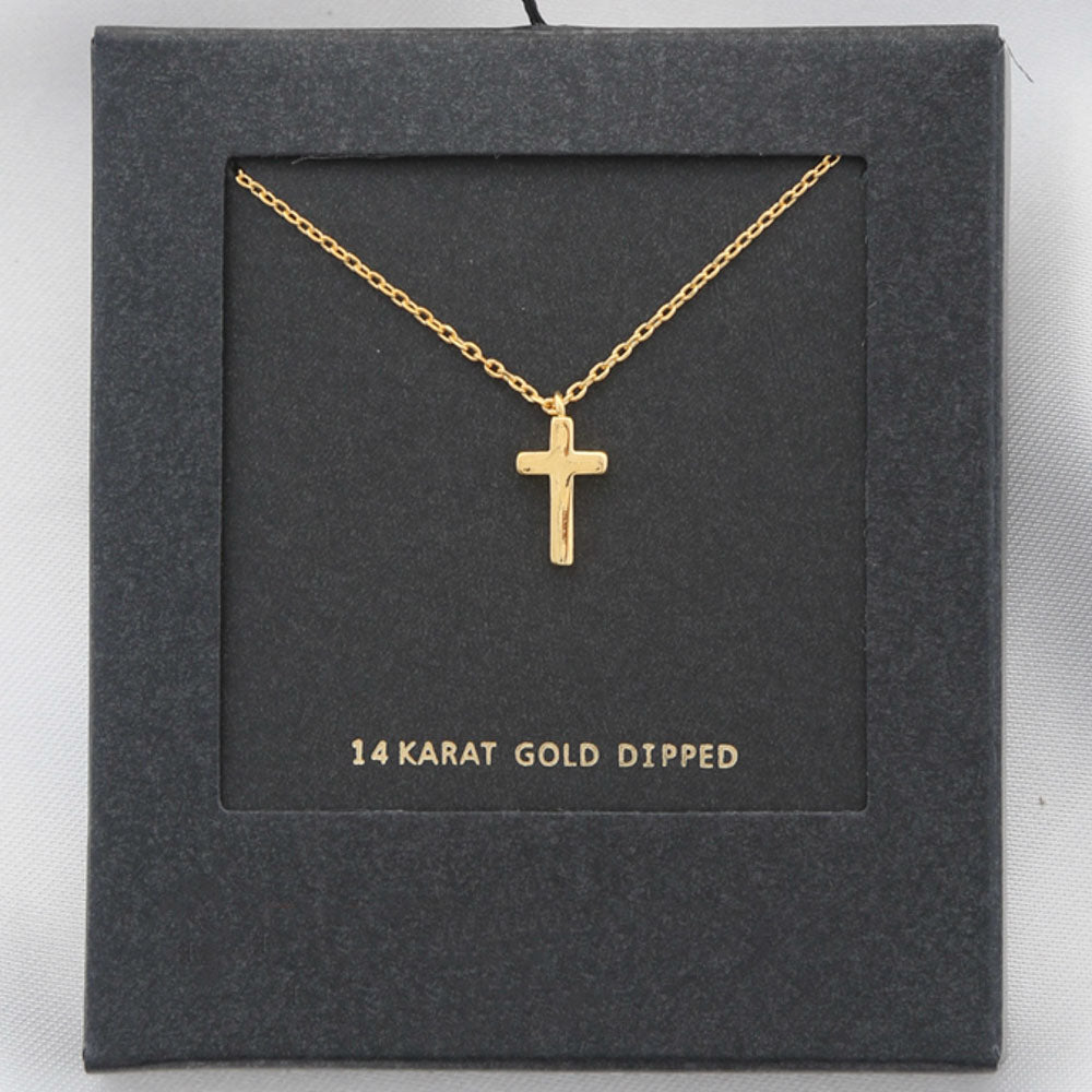 14K Gold Dipped Dainty Cross Necklace