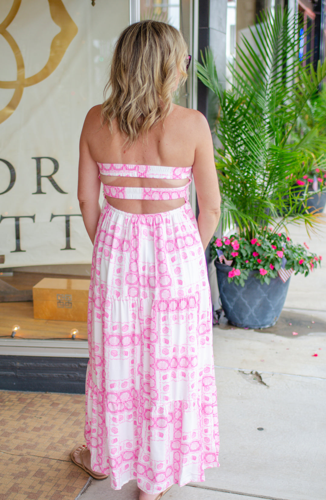 Seaside Beauty Seashell Sweetheart Strapless Maxi Dress