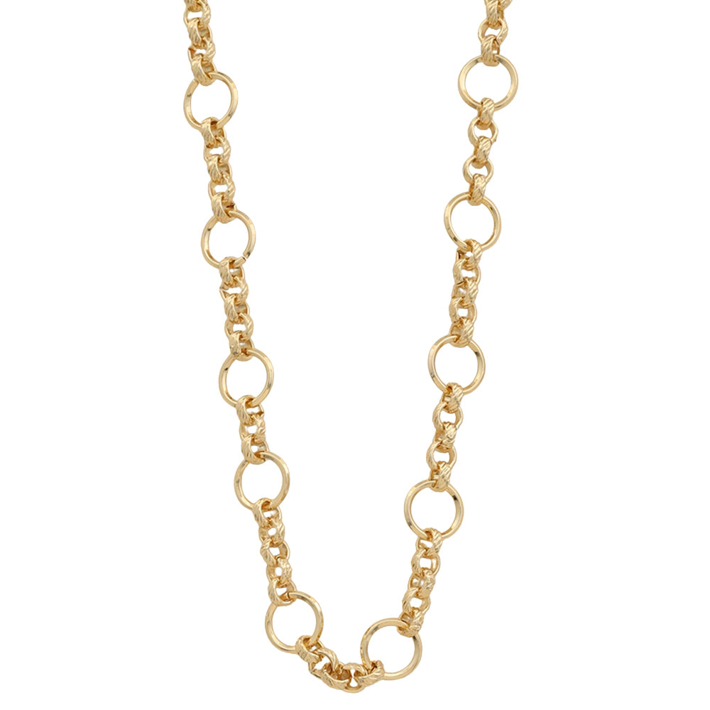 Gold Metal Round Chain Link Necklace