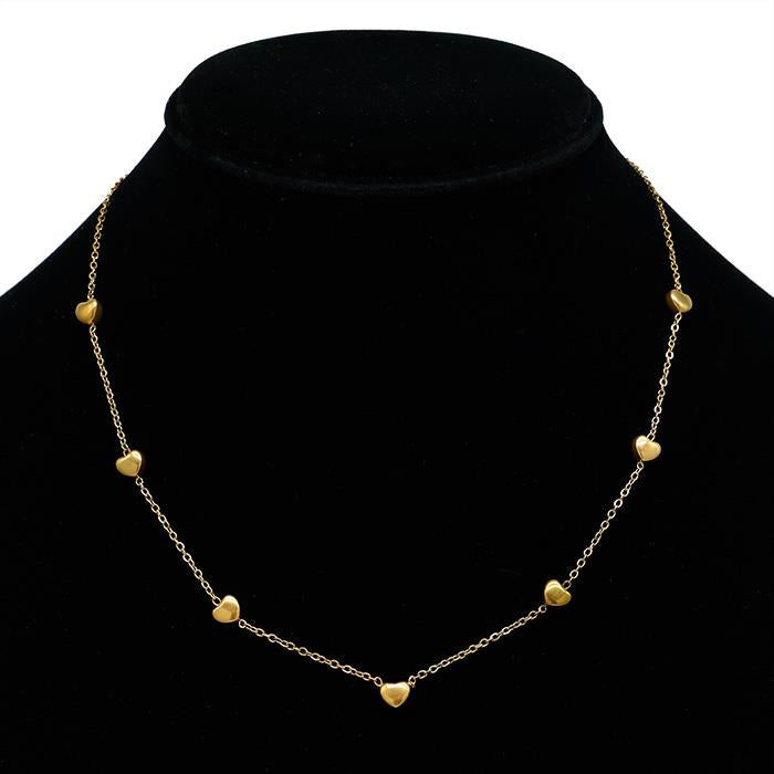 Gold Stainless Steel Heart Chain Necklace