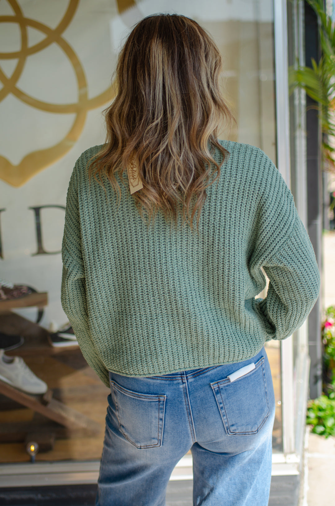 Winter Wonder Rolled Edge Ultra Soft Knit Sweater in Sage