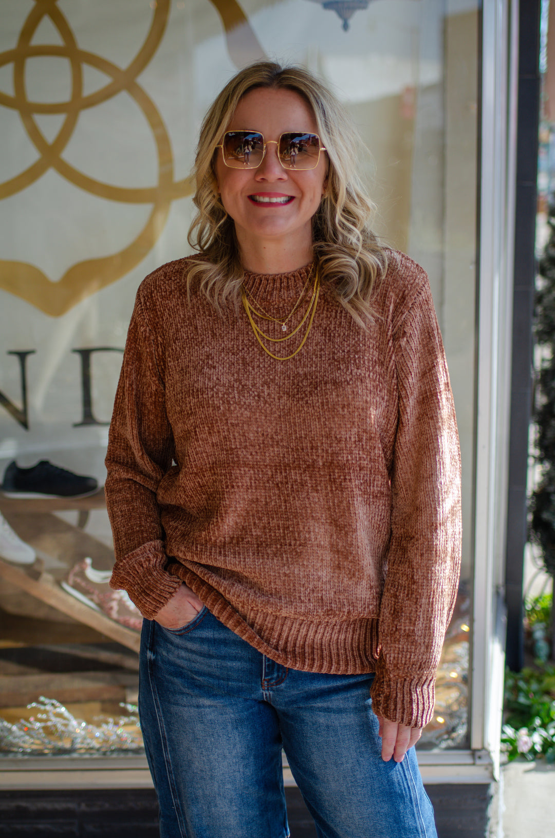 Cozy Autumn Ultra Soft Chenille Knit Sweater in Camel