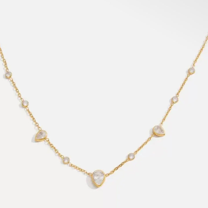 18K Stainless Tarnish Free CZ Embellished Necklace in Gold