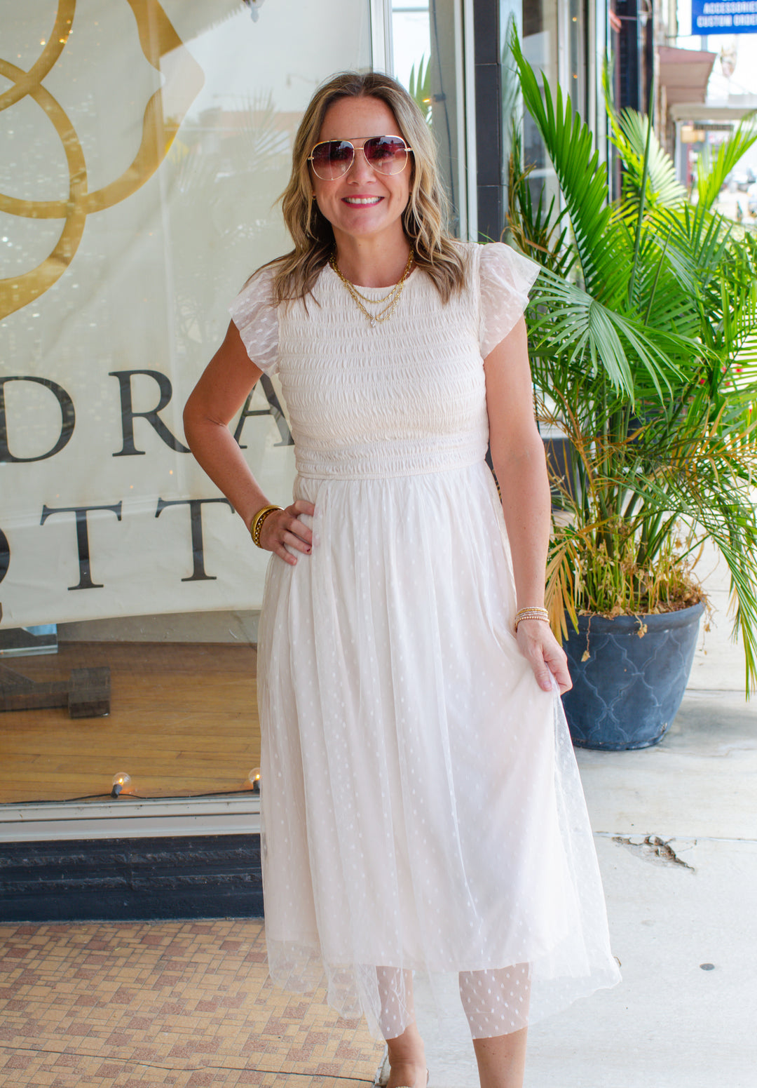 Dreamy Sweetness Swiss Dot Dress in Cream