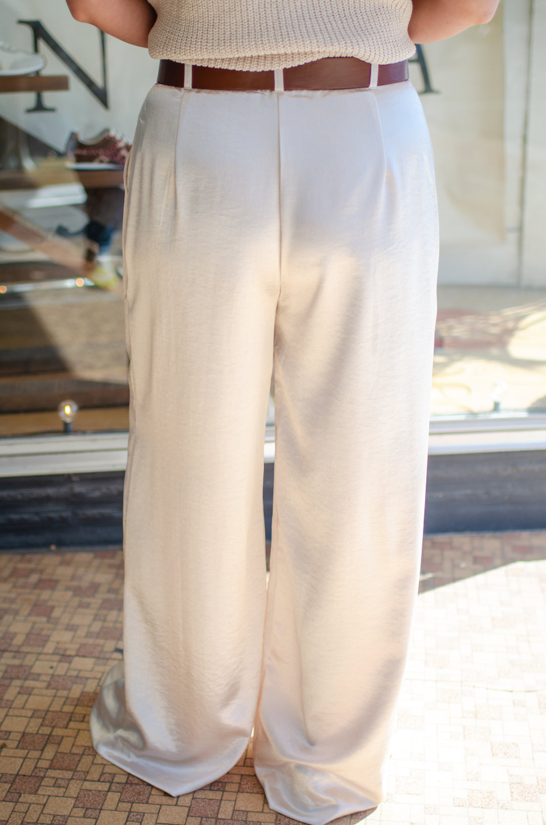 Elevated Style Silky Wide Leg Pants in Champagne
