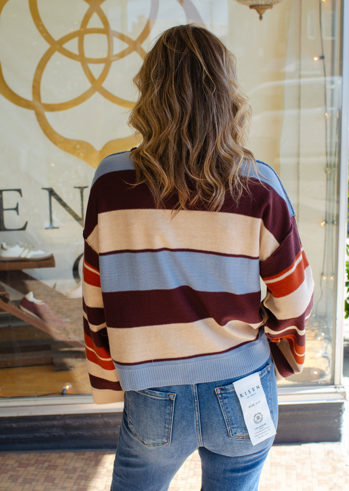 Living On A Prayer Fall Stripe Bell Sleeve Top