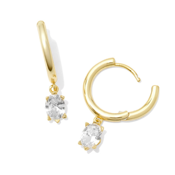 Kendra Scott Cailin Single Stone Huggie Crystal on Gold
