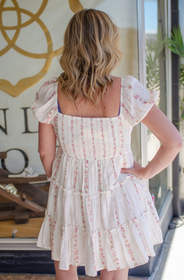 Secret Garden Pink Floral Tiered Babydoll Dress
