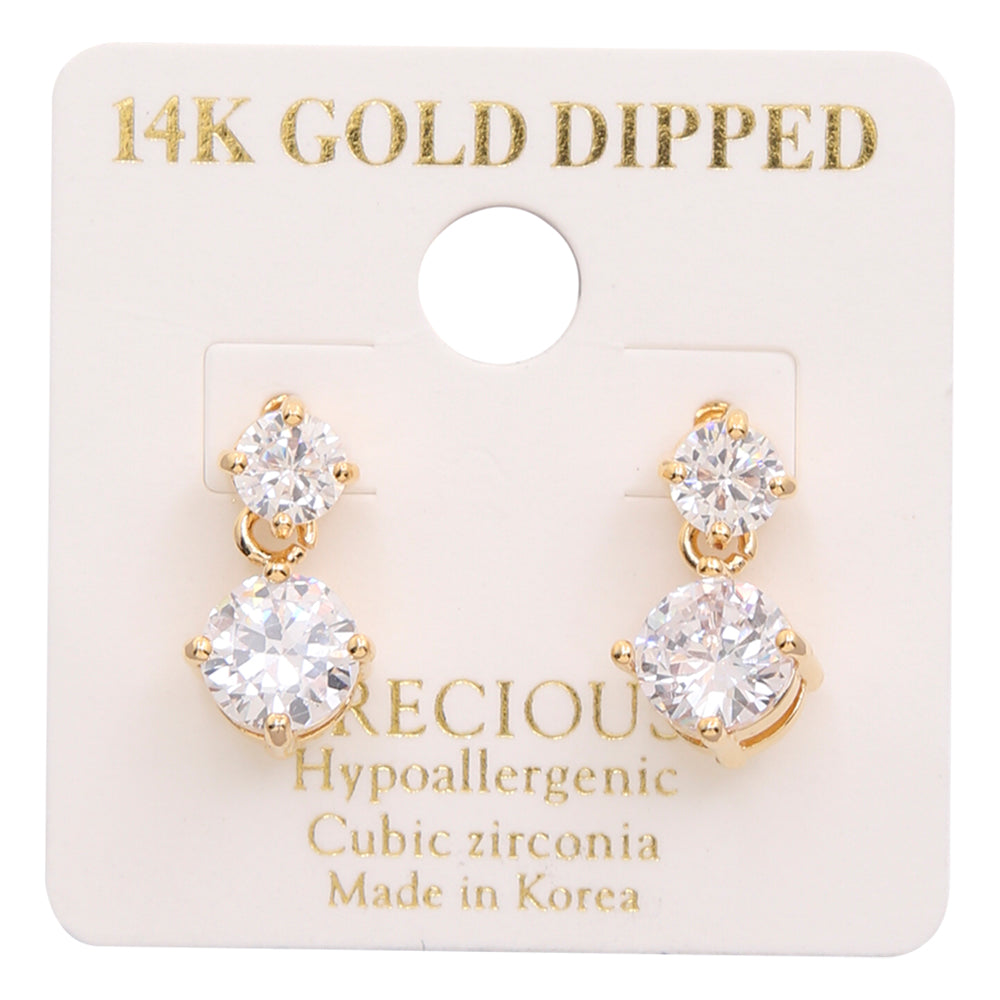 14K Gold Dipped Double Crystal Earring