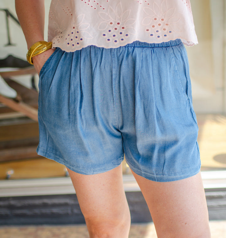 You Already Know Chambray Pull On Shorts