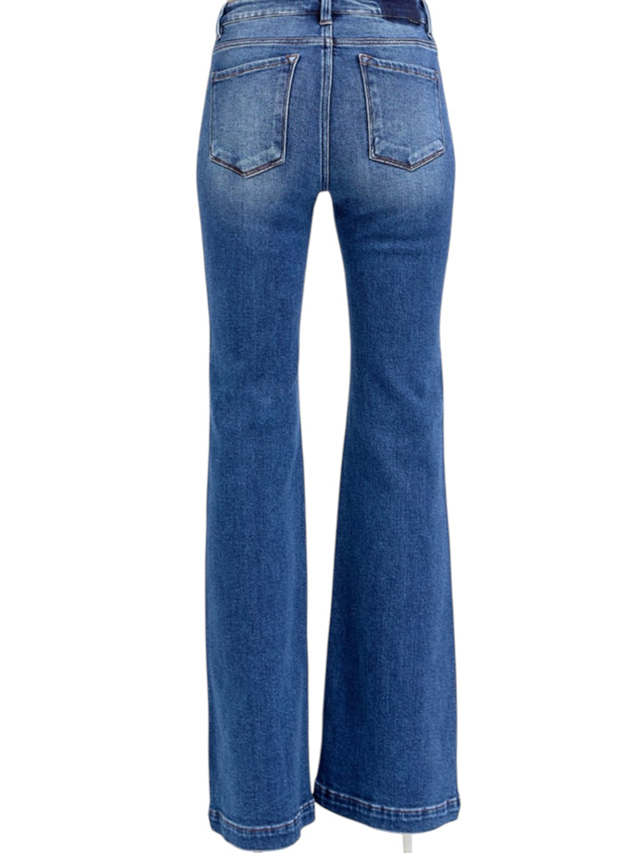 Risen Low Rise Flare Jeans in Dark Wash