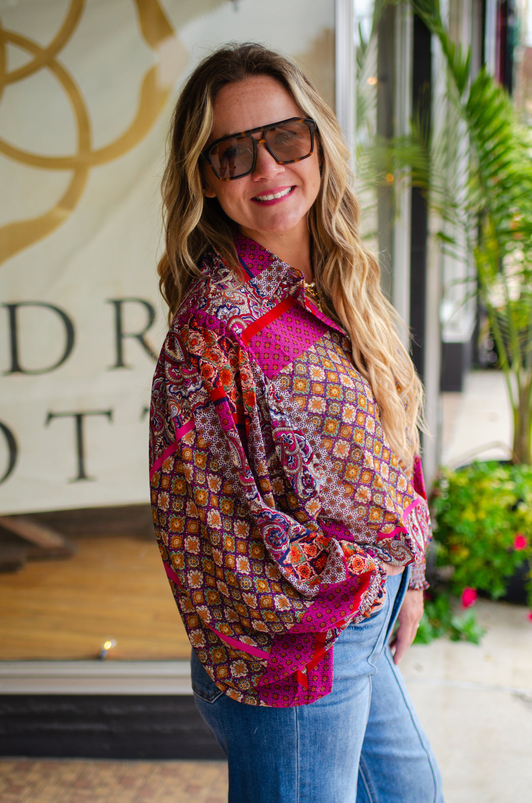 Bohemian Rhapsody Printed Button Down Collated Top
