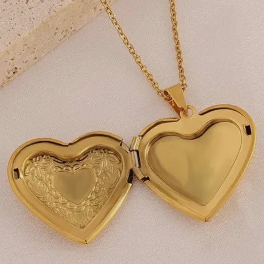 LUXE 18K Gold Plated Astoria Heart Locket Necklace