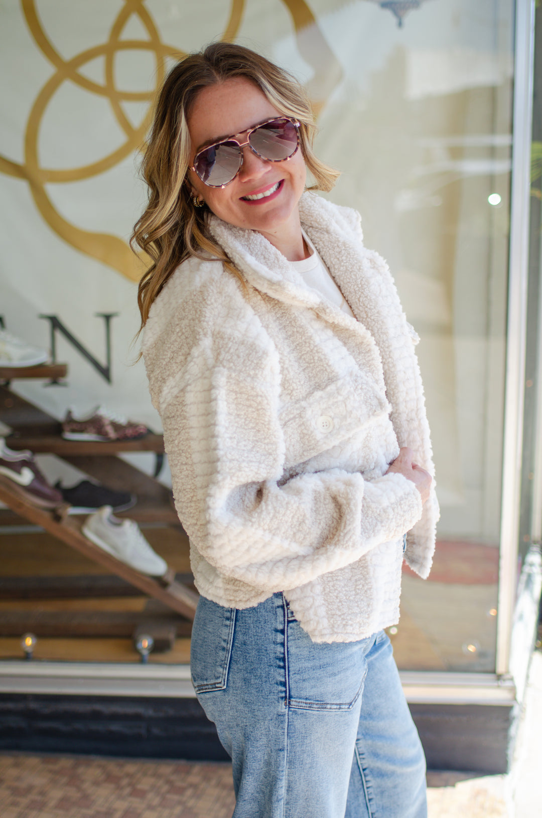 Fabulous Fur 2 Tone Cream Pocket Jacket