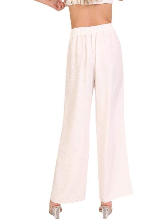 On Point White High Rise Stretch Waist Pant in White