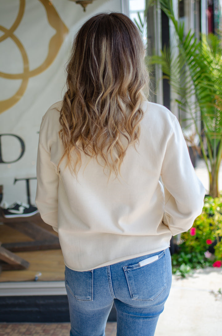 Coors + Cattle Sweatshirt Cut Sweatshirt in Cream