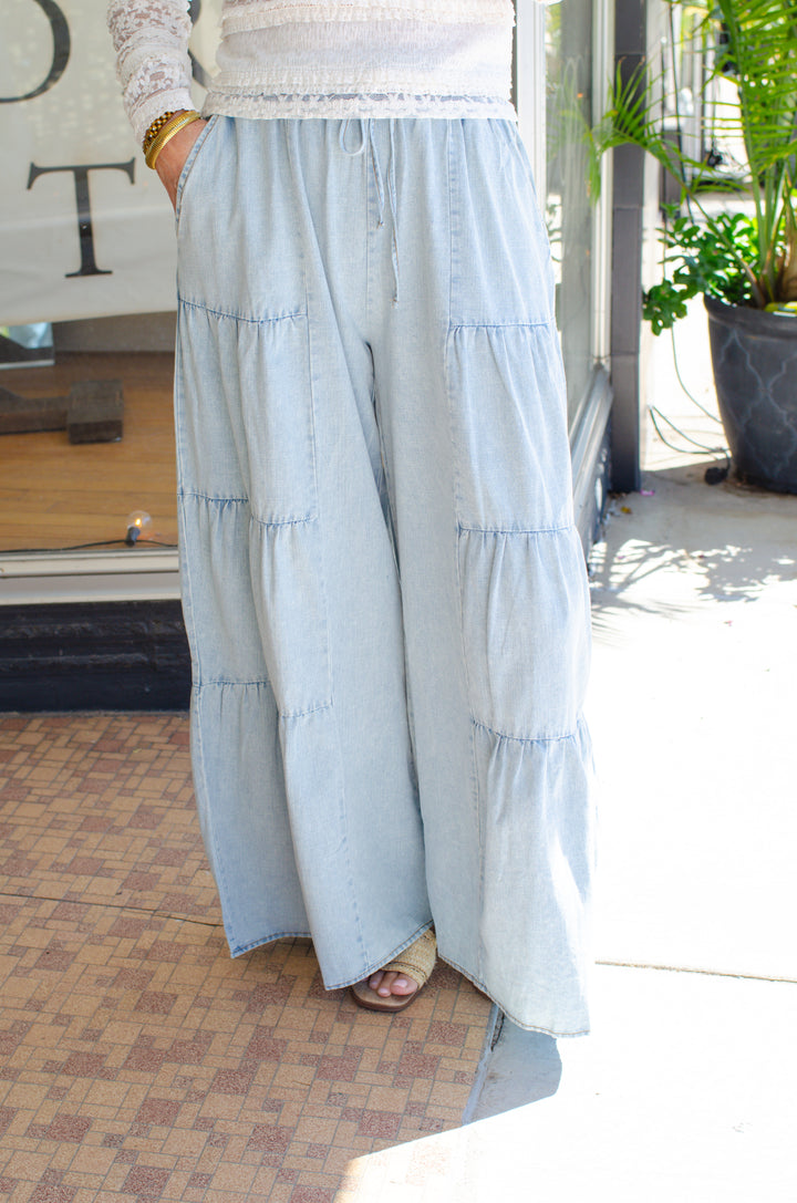 Indigo Dreamer Wide Leg Pants in Light Denim