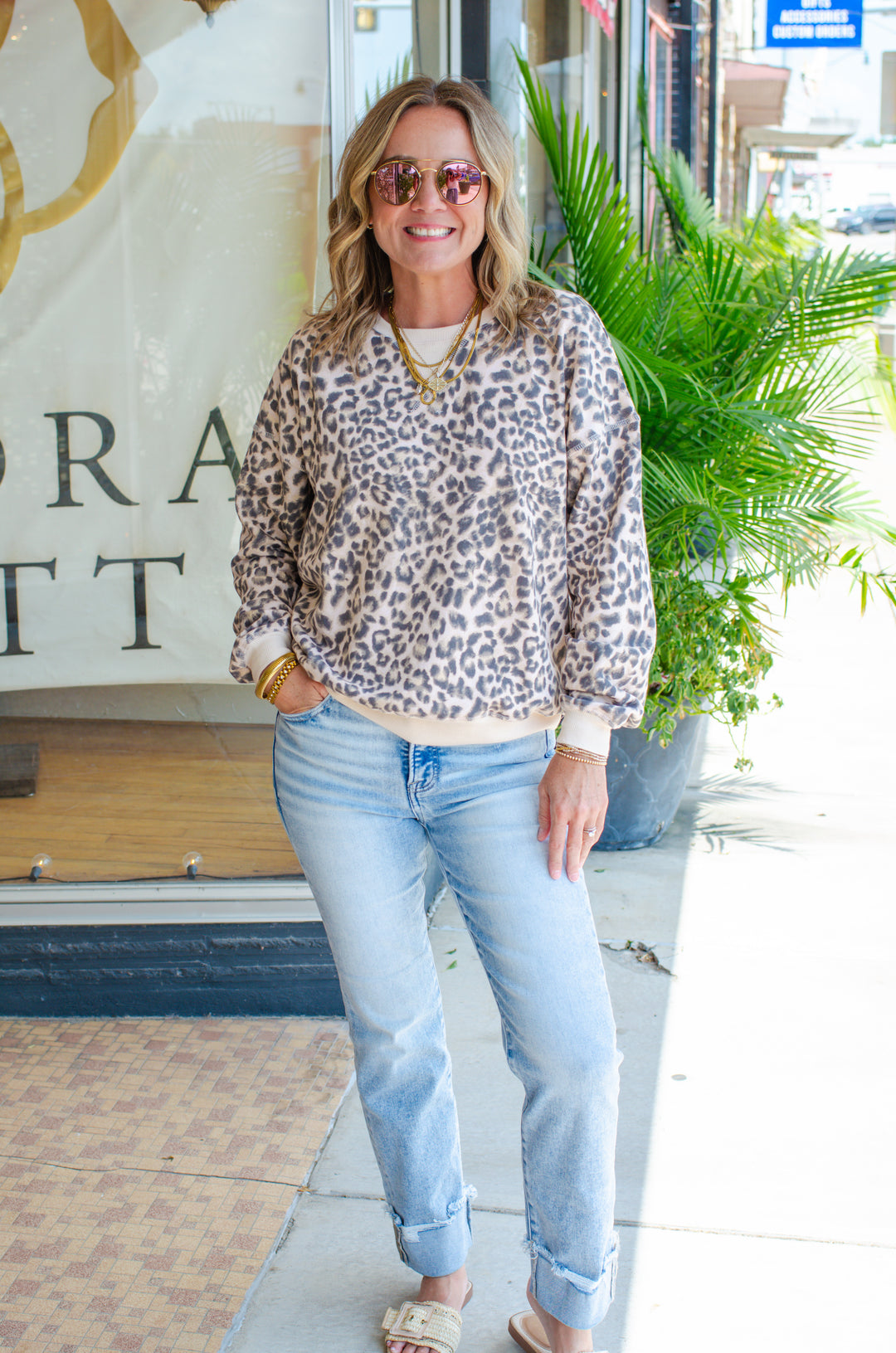 Wild At Heart Leopard Boxy Long Sleeve Top