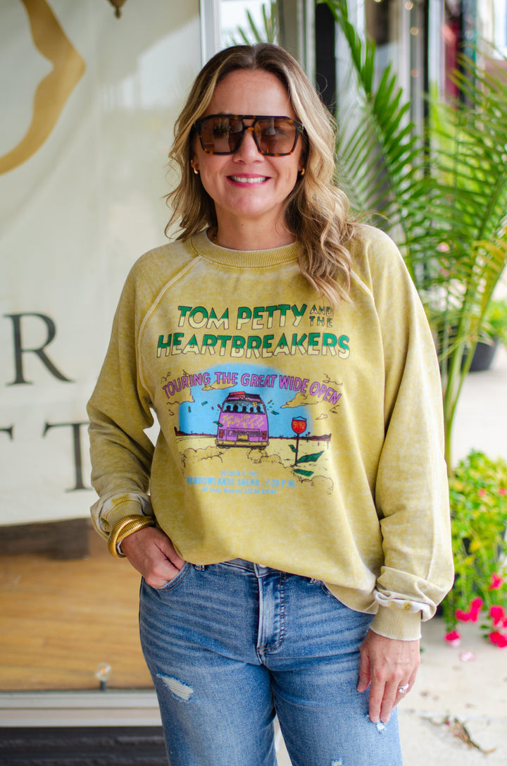 Tom Petty Great Wide Open Tour Burnout Yellow Pullover