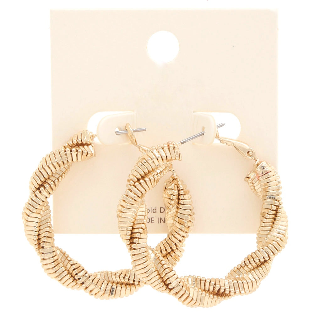 Braided Chain Hoop-Gold