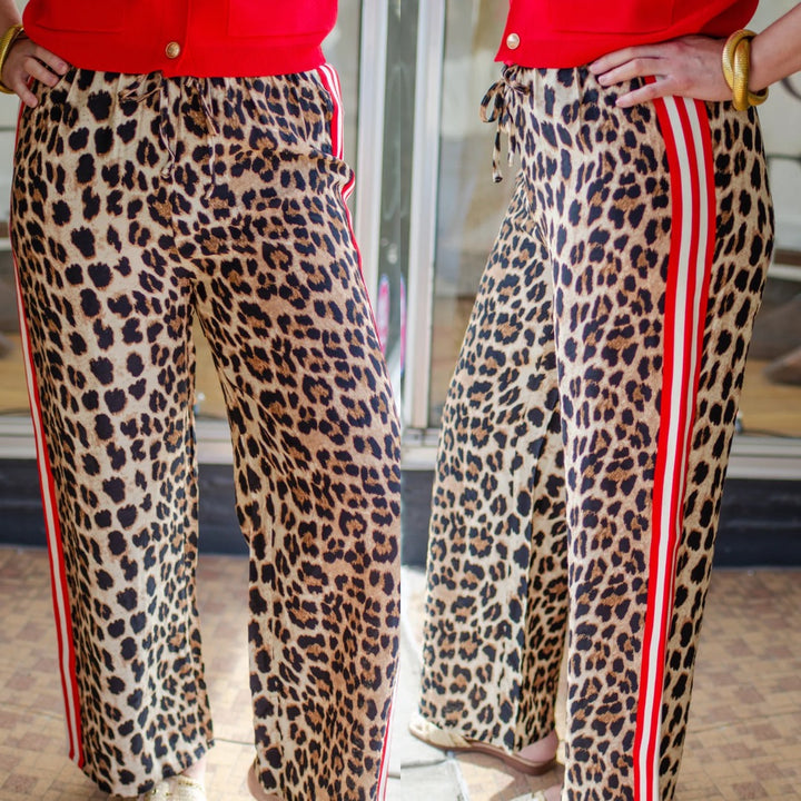 Ego Boost Leopard Red Athletic Stripe Pants