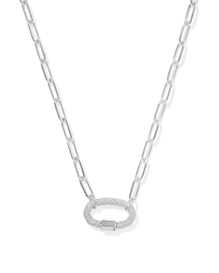 Kendra Scott Emery Link Chain Necklace in Rhodium & White Crystal