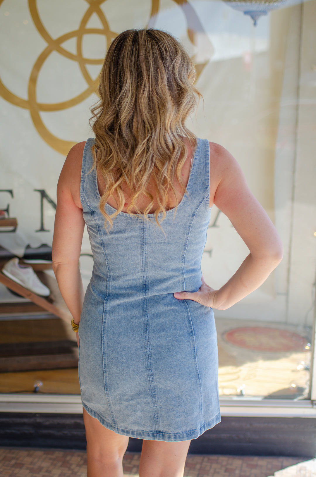 Make Your Day Denim Button Tank Denim Dress Small
