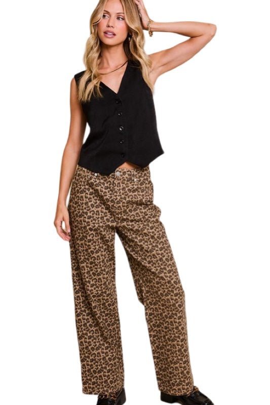 She's A Wild One Leopard Wide Leg Pants