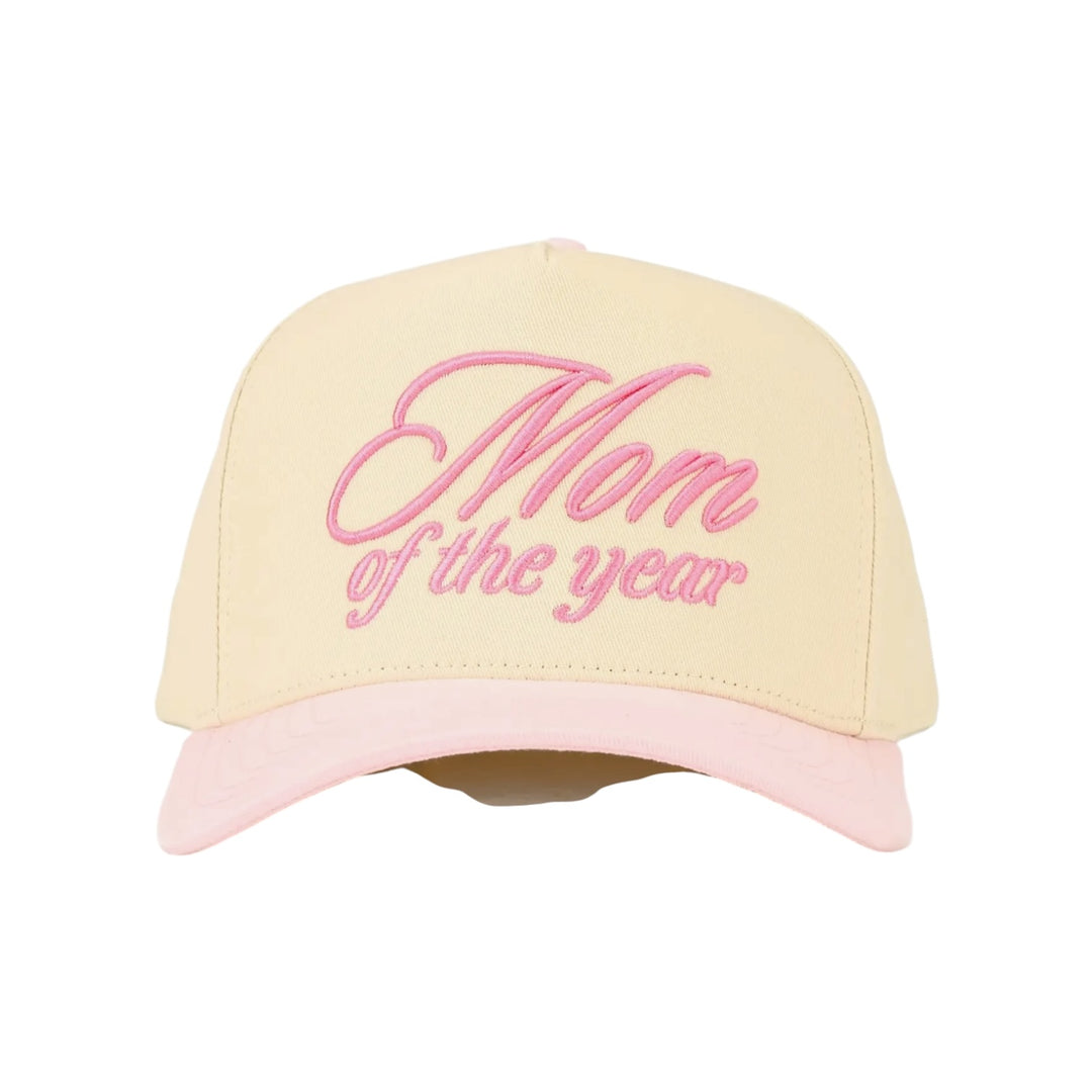 Mom Of The Year Pink Embroidered 2-Tone Trucker Hat