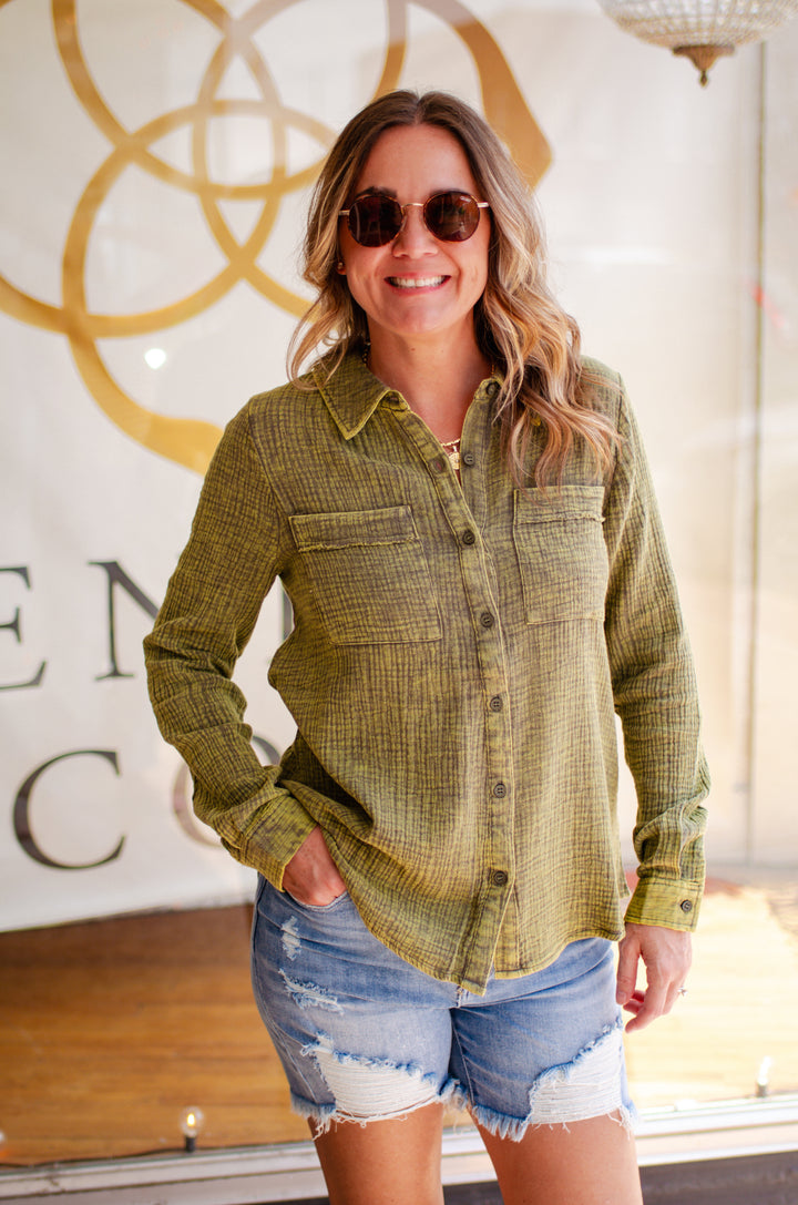 Dreaming of Fall top in Olive