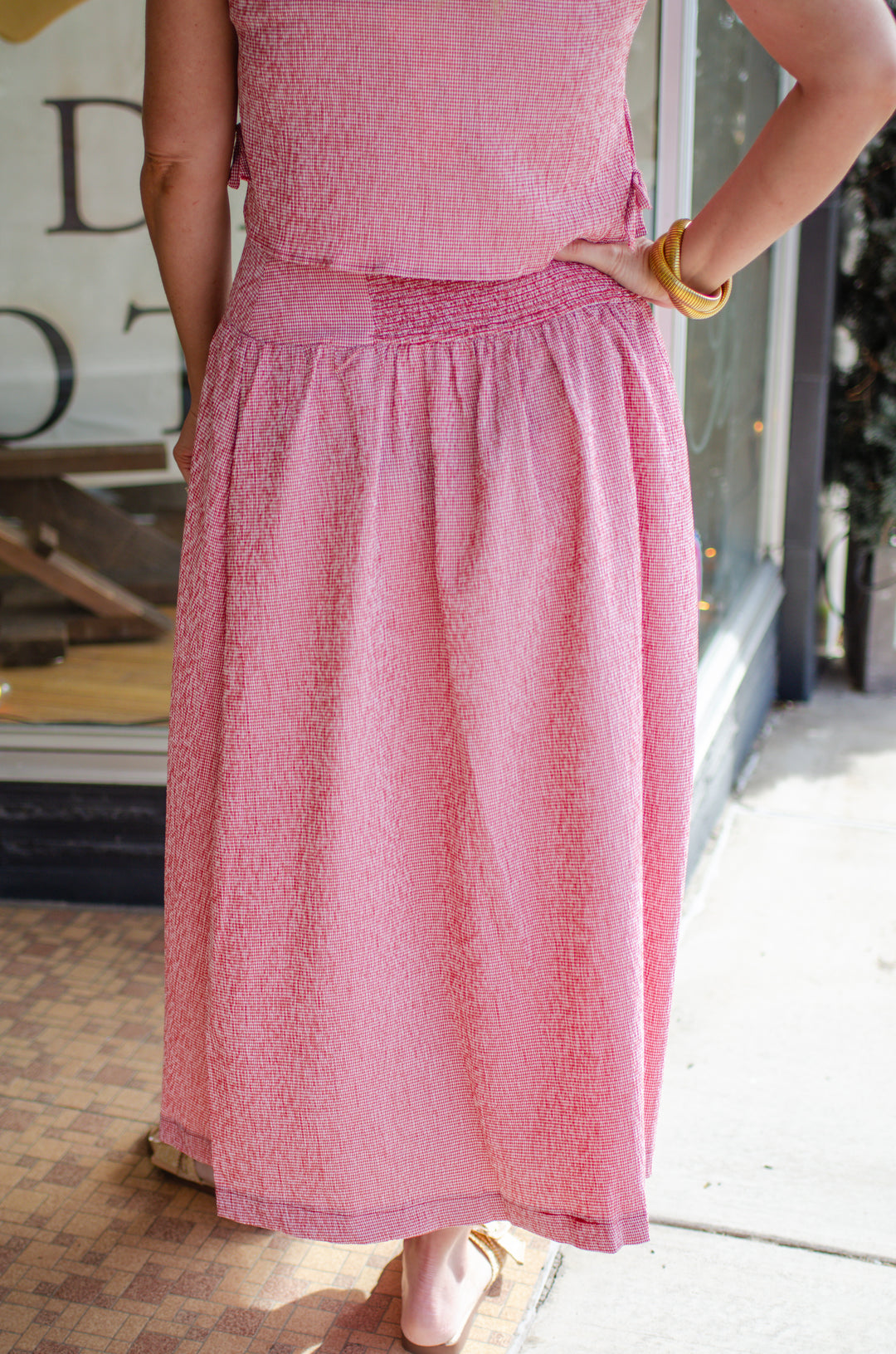 Whisk Me Away Red Gingham Midi Skirt