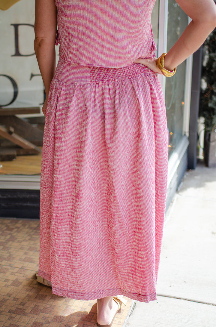 Whisk Me Away Red Gingham Midi Skirt