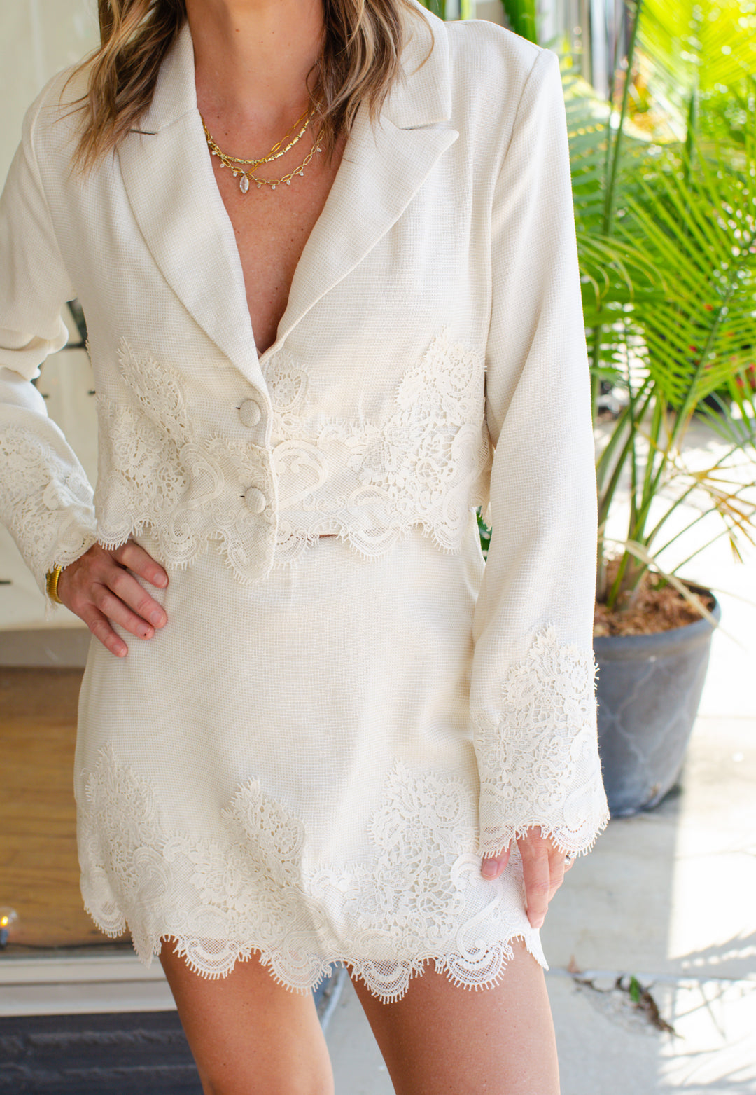 For The Frill Of It Crochet Lace Trim Skirt in Cream
