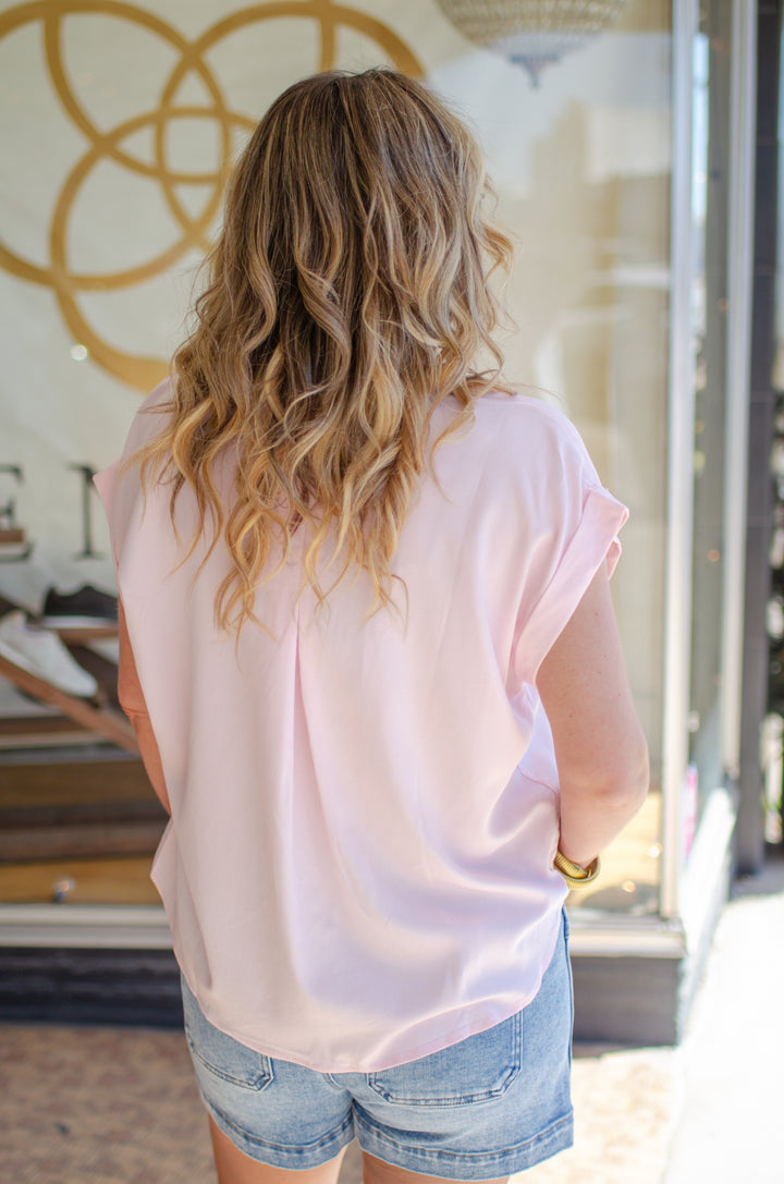 Love Like You Blush Pink Button Down Short Sleeve Top