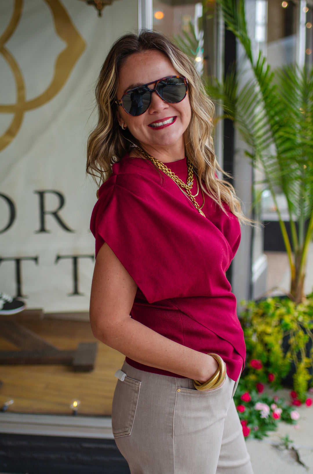 Classic Moment Sweater Top in Wine