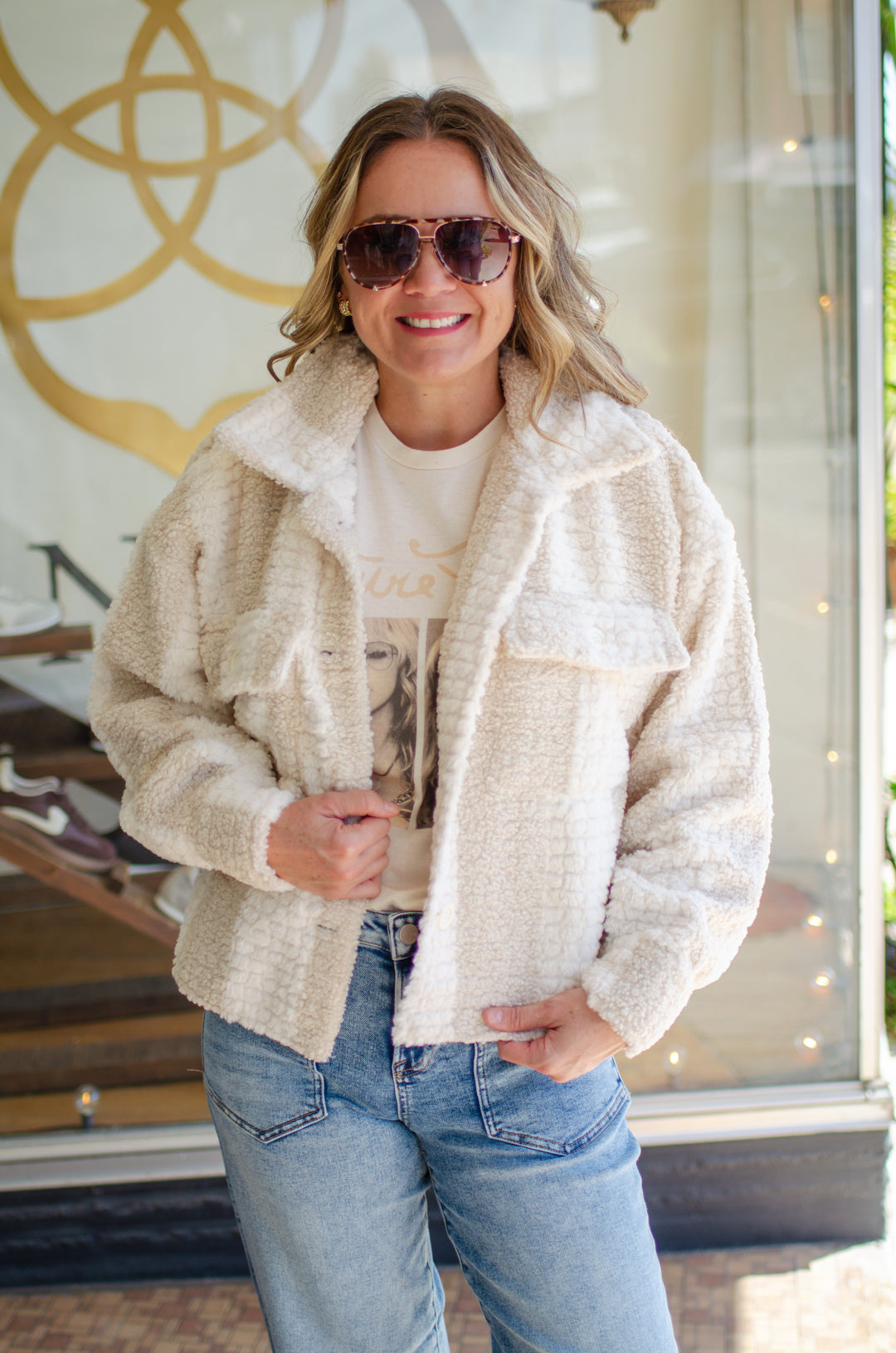 Fabulous Fur 2 Tone Cream Pocket Jacket